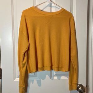 Yellow waffle long sleeve shirt